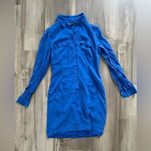 Bebe Blue Button-Up Shirt Dress XS